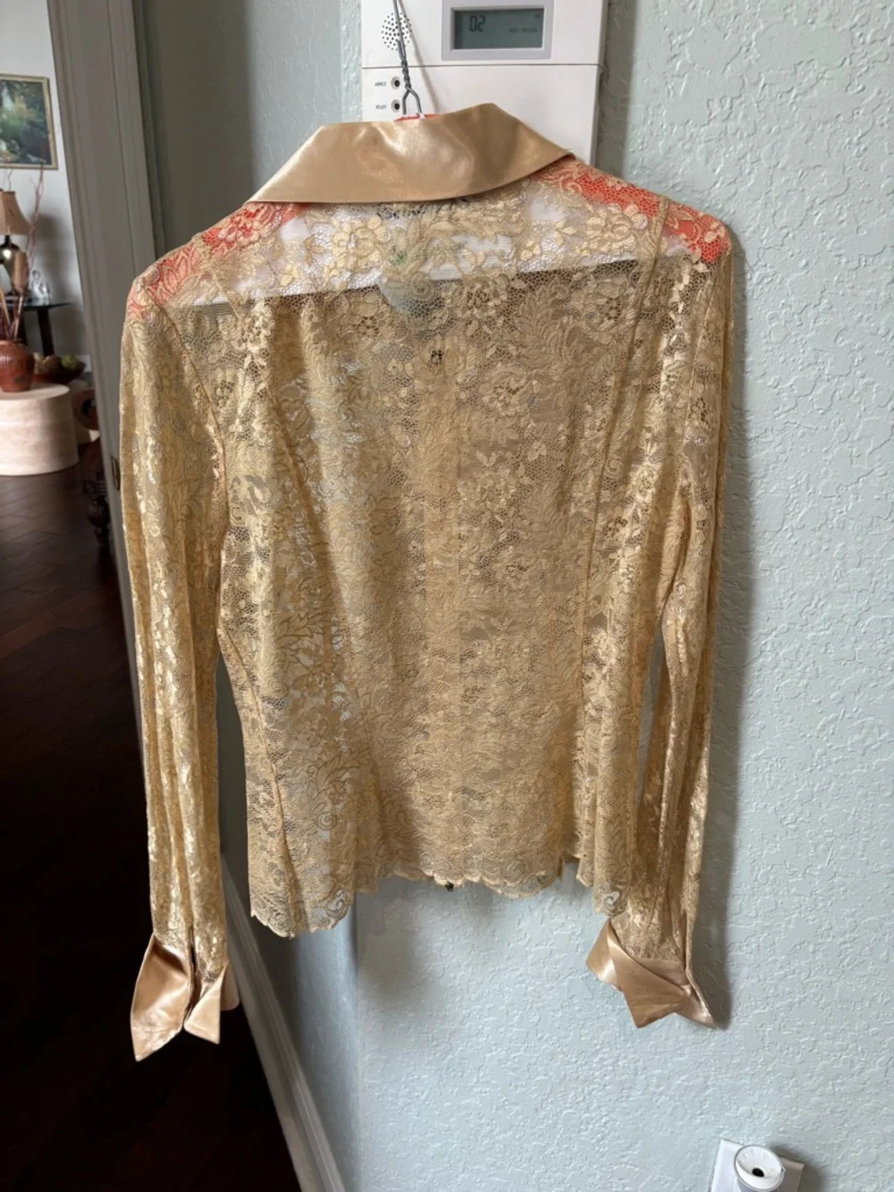 Gold Lace Zip-Front Women's Top - Picture 3 of 3